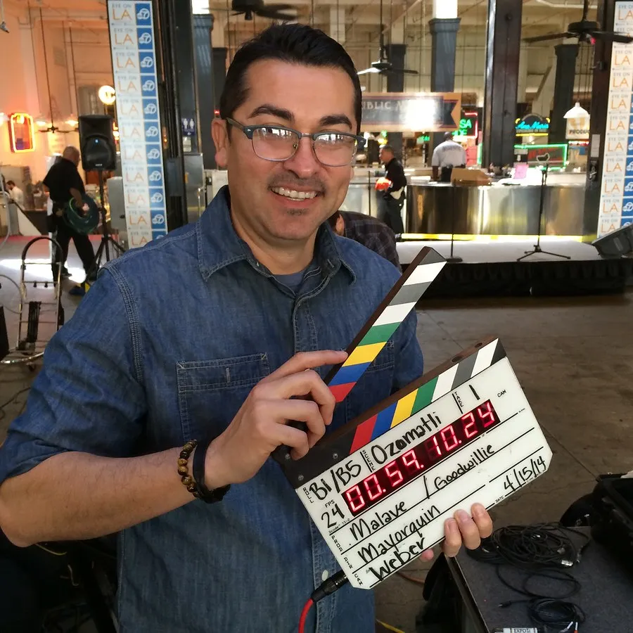 Holding a production slate on set